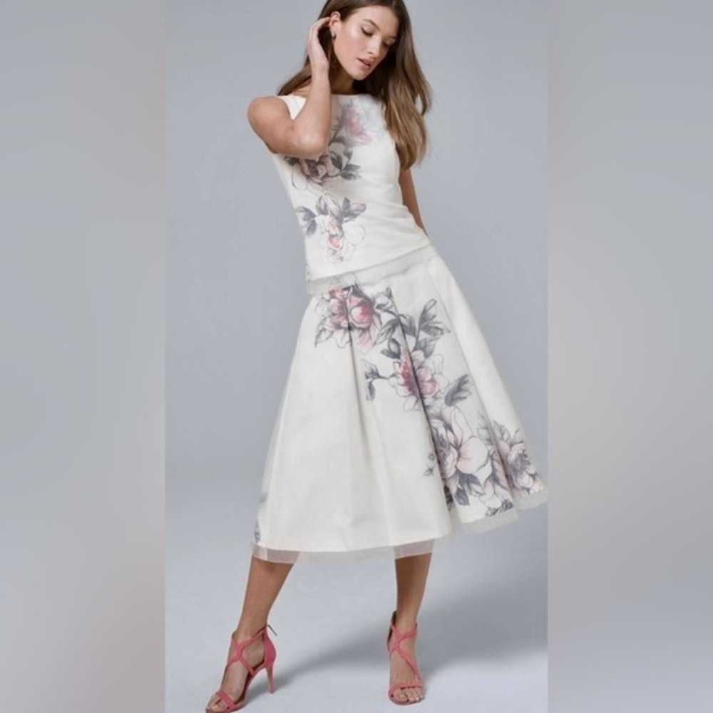 White House Black Market White Floral Two-Piece Dress